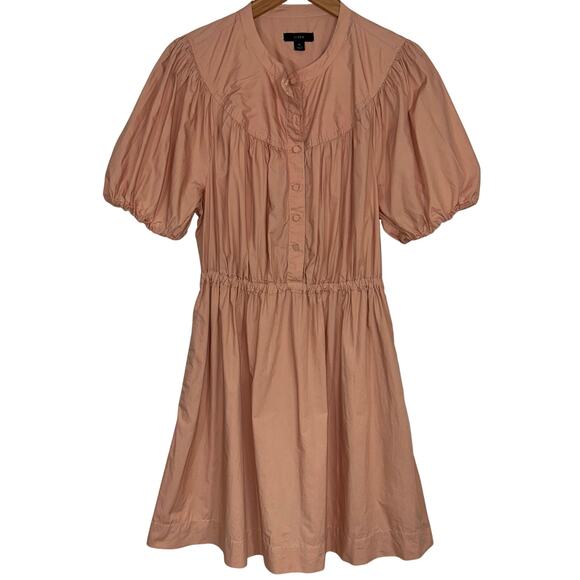 JCrew Puff Sleeve Cotton Poplin Shirtdress in Warm Taupe Size Medium - Picture 1 of 12